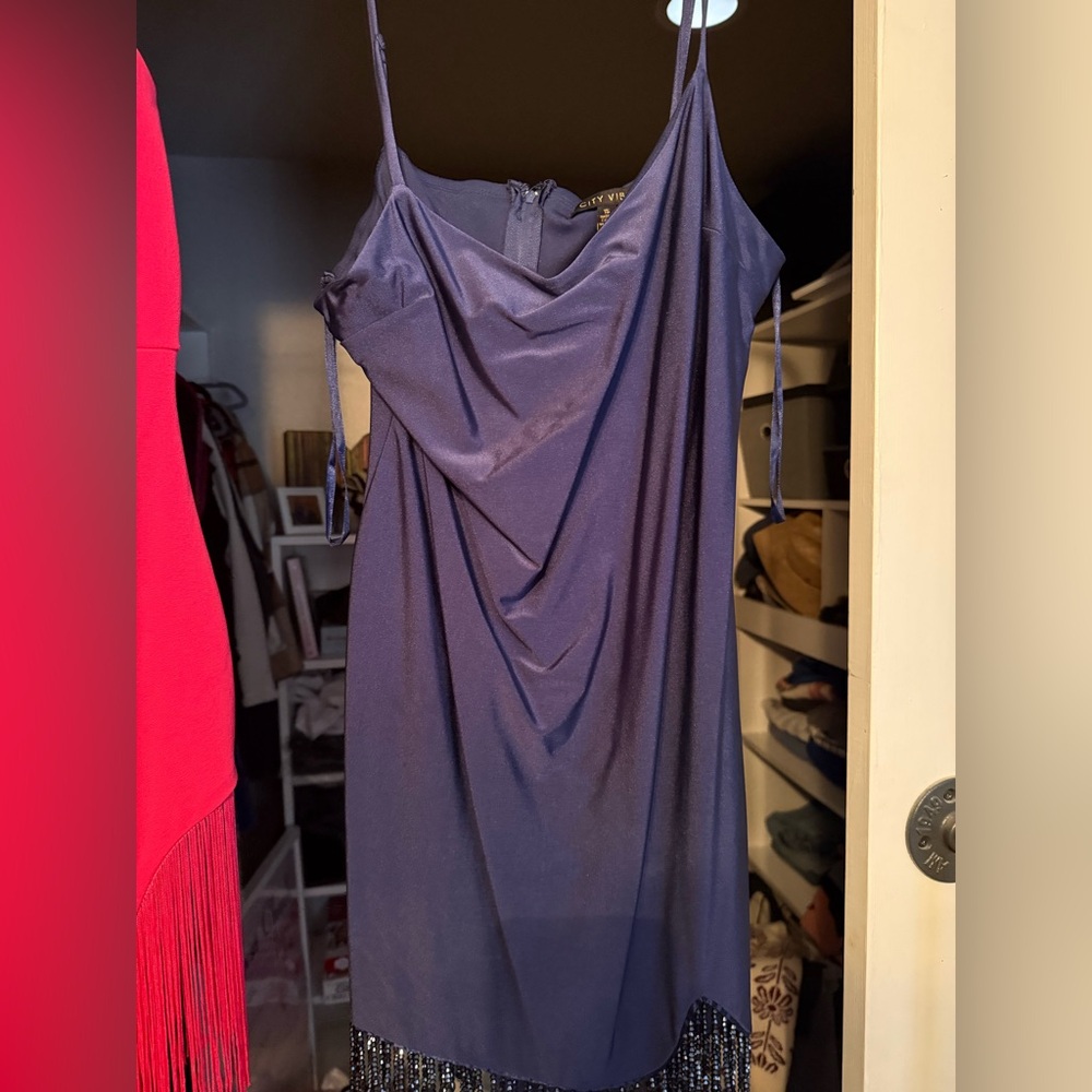 Elegant Blue Spaghetti Strap Dress